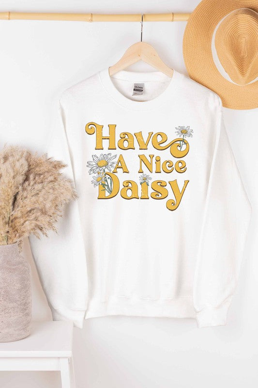 HAVE A NICE DAISY GRAPHIC SWEATSHIRT - Style Baby OMG Fashion Boutique - Stylebabyomg - Buy - Aesthetic Baddie Outfits - Babyboo - OOTD - Shie 