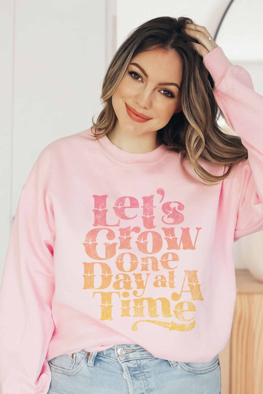 LET'S GROW ONE DAY GRAPHIC SWEATSHIRT - Style Baby OMG Fashion Boutique - Stylebabyomg - Buy - Aesthetic Baddie Outfits - Babyboo - OOTD - Shie 