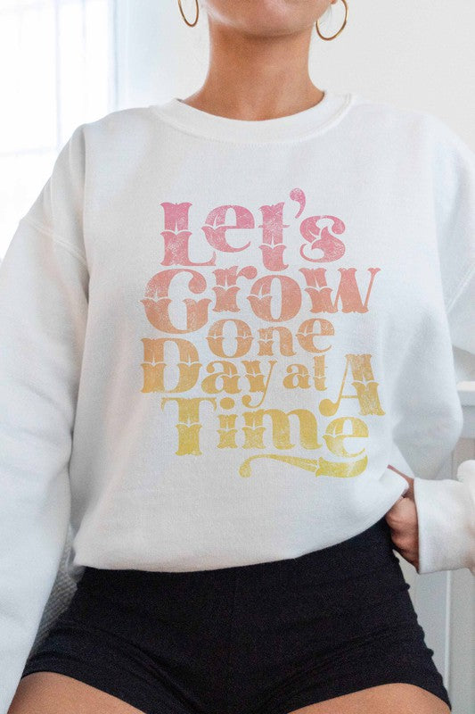 LET'S GROW ONE DAY GRAPHIC SWEATSHIRT PLUS SIZE - Style Baby OMG Fashion Boutique - Stylebabyomg - Buy - Aesthetic Baddie Outfits - Babyboo - OOTD - Shie 
