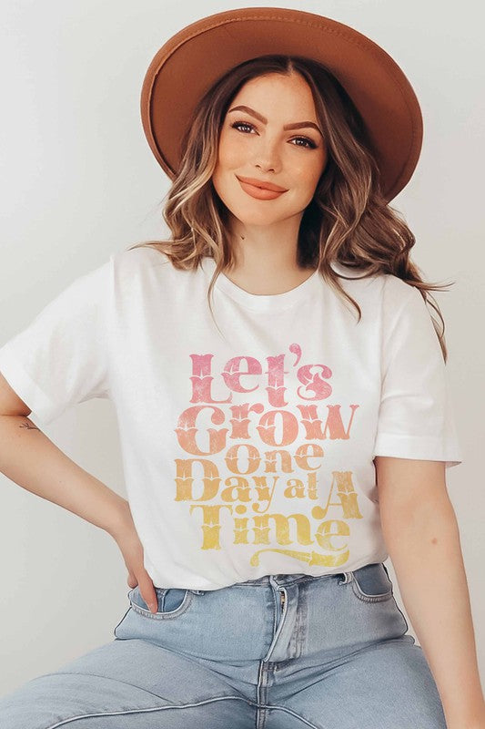 LET'S GROW ONE DAY GRAPHIC TEE PLUS SIZE - Style Baby OMG Fashion Boutique - Stylebabyomg - Buy - Aesthetic Baddie Outfits - Babyboo - OOTD - Shie 