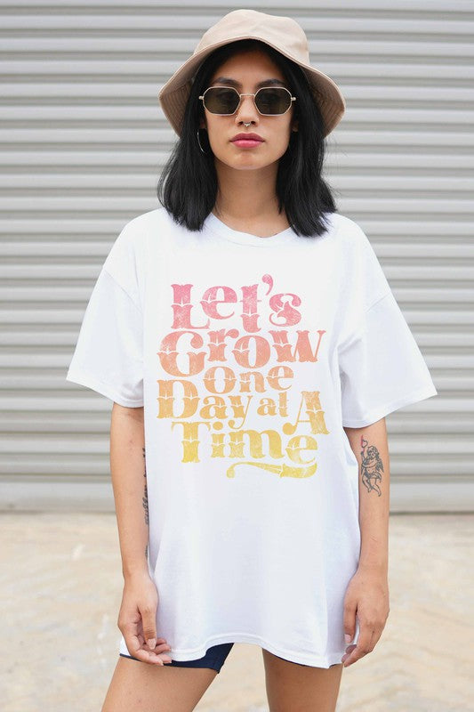 LET'S GROW ONE DAY GRAPHIC TEE PLUS SIZE - Style Baby OMG Fashion Boutique - Stylebabyomg - Buy - Aesthetic Baddie Outfits - Babyboo - OOTD - Shie 