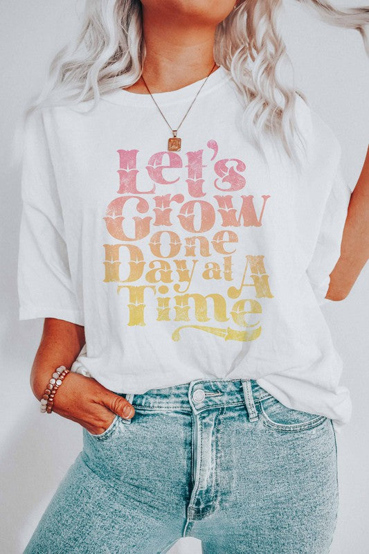 LET'S GROW ONE DAY GRAPHIC TEE - Style Baby OMG Fashion Boutique - Stylebabyomg - Buy - Aesthetic Baddie Outfits - Babyboo - OOTD - Shie 
