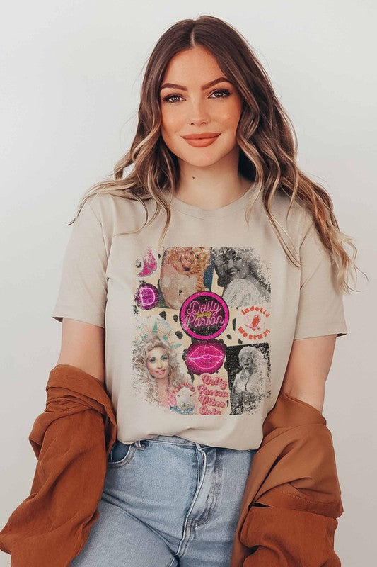 DOLLY PARTON COLLAGE GRAPHIC TEE PLUS SIZE - Style Baby OMG Fashion Boutique - Stylebabyomg - Buy - Aesthetic Baddie Outfits - Babyboo - OOTD - Shie 