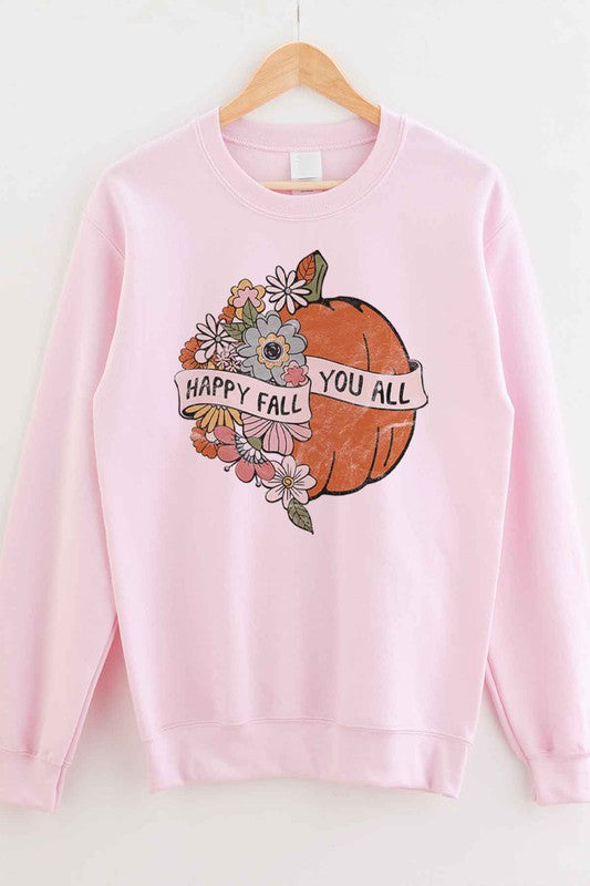 HAPPY FALL YOU ALL GRAPHIC SWEATSHIRT PLUS SIZE - Style Baby OMG Fashion Boutique - Stylebabyomg - Buy - Aesthetic Baddie Outfits - Babyboo - OOTD - Shie 