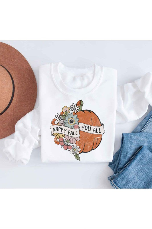 HAPPY FALL YOU ALL GRAPHIC SWEATSHIRT PLUS SIZE - Style Baby OMG Fashion Boutique - Stylebabyomg - Buy - Aesthetic Baddie Outfits - Babyboo - OOTD - Shie 