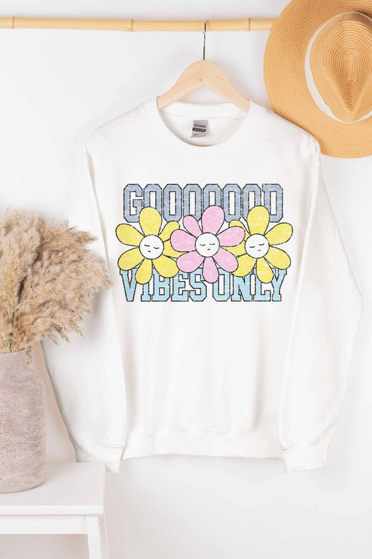 GOOD VIBES ONLY GRAPHIC SWEATSHIRT PLUS SIZE - Style Baby OMG Fashion Boutique - Stylebabyomg - Buy - Aesthetic Baddie Outfits - Babyboo - OOTD - Shie 