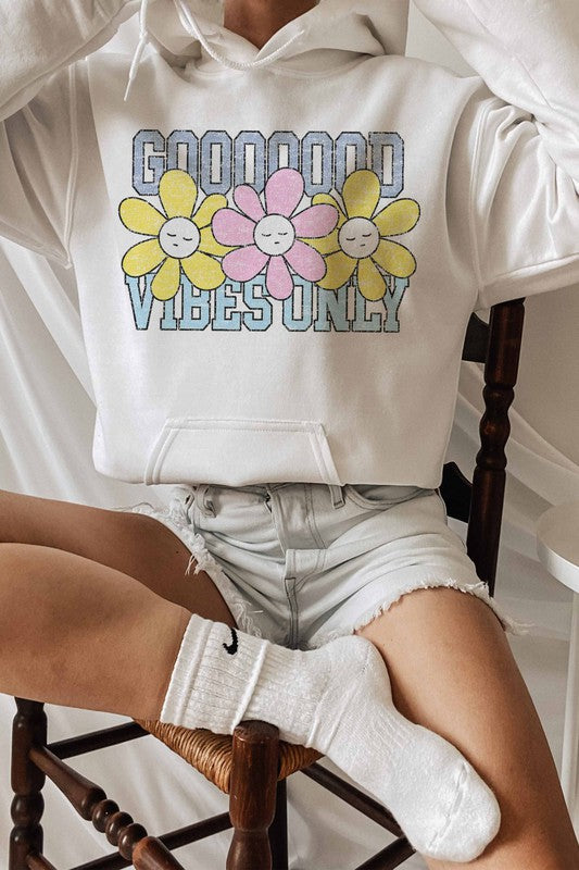 GOOD VIBES ONLY  GRAPHIC HOODIE - Style Baby OMG Fashion Boutique - Stylebabyomg - Buy - Aesthetic Baddie Outfits - Babyboo - OOTD - Shie 