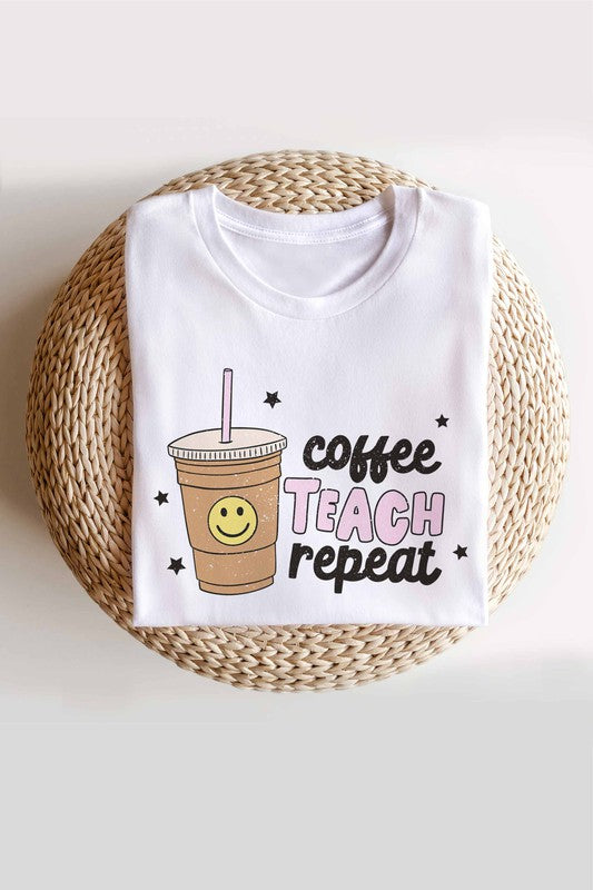 COFFEE TEACH REPEAT GRAPHIC TEE PLUS SIZE - Style Baby OMG Fashion Boutique - Stylebabyomg - Buy - Aesthetic Baddie Outfits - Babyboo - OOTD - Shie 