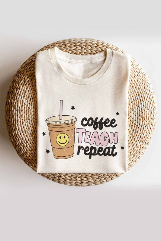 COFFEE TEACH REPEAT GRAPHIC TEE PLUS SIZE - Style Baby OMG Fashion Boutique - Stylebabyomg - Buy - Aesthetic Baddie Outfits - Babyboo - OOTD - Shie 