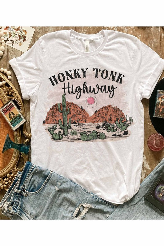 HONKY TONK HIGHWAY GRAPHIC TEE PLUS SIZE - Style Baby OMG Fashion Boutique - Stylebabyomg - Buy - Aesthetic Baddie Outfits - Babyboo - OOTD - Shie 