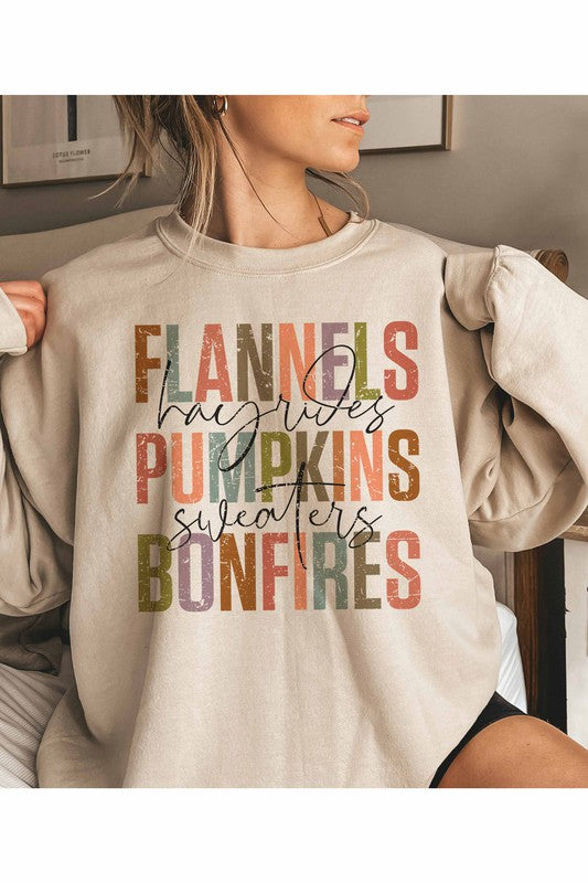FLANNELS PUMPKINS BONFIRES SWEATSHIRT PLUS SIZE - Style Baby OMG Fashion Boutique - Stylebabyomg - Buy - Aesthetic Baddie Outfits - Babyboo - OOTD - Shie 