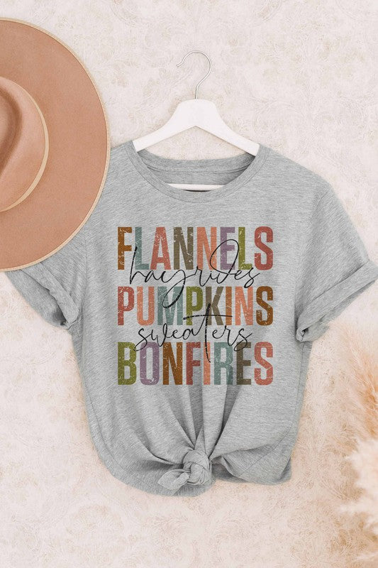 FLANNELS PUMPKINS BONFIRES GRAPHIC TEE - Style Baby OMG Fashion Boutique - Stylebabyomg - Buy - Aesthetic Baddie Outfits - Babyboo - OOTD - Shie 