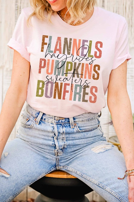 FLANNELS PUMPKINS BONFIRES GRAPHIC TEE - Style Baby OMG Fashion Boutique - Stylebabyomg - Buy - Aesthetic Baddie Outfits - Babyboo - OOTD - Shie 