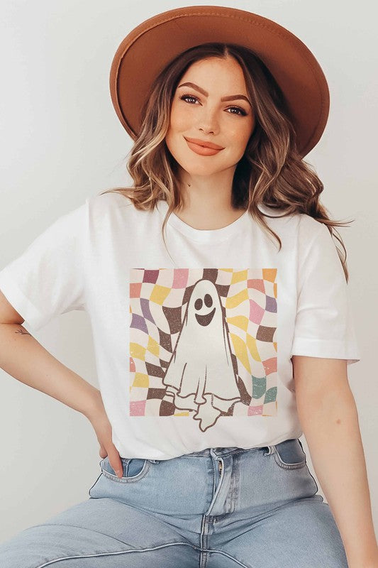 SPOOKY CHECKER GRAPHIC TEE - Style Baby OMG Fashion Boutique - Stylebabyomg - Buy - Aesthetic Baddie Outfits - Babyboo - OOTD - Shie 