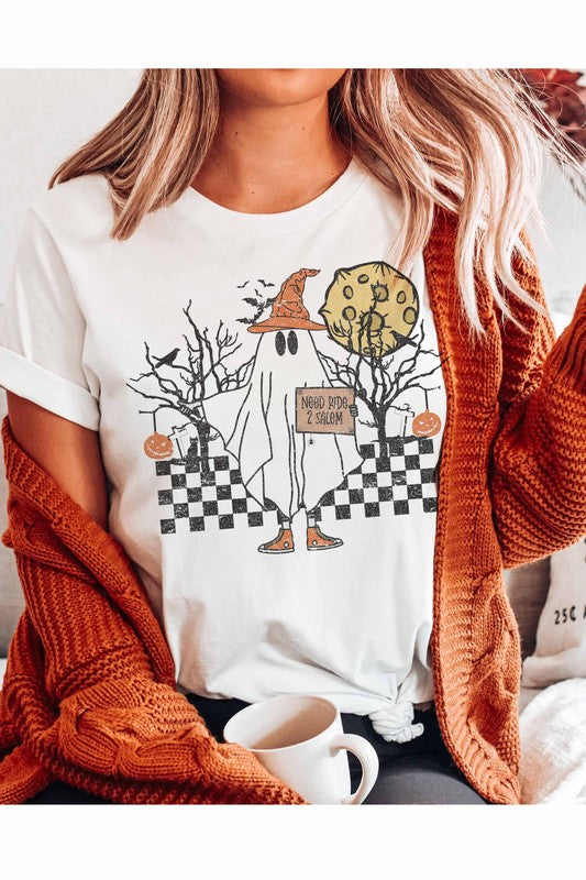 NEED RIDE TO SALEM HALLOWEEN GRAPHIC TEE - Style Baby OMG Fashion Boutique - Stylebabyomg - Buy - Aesthetic Baddie Outfits - Babyboo - OOTD - Shie 