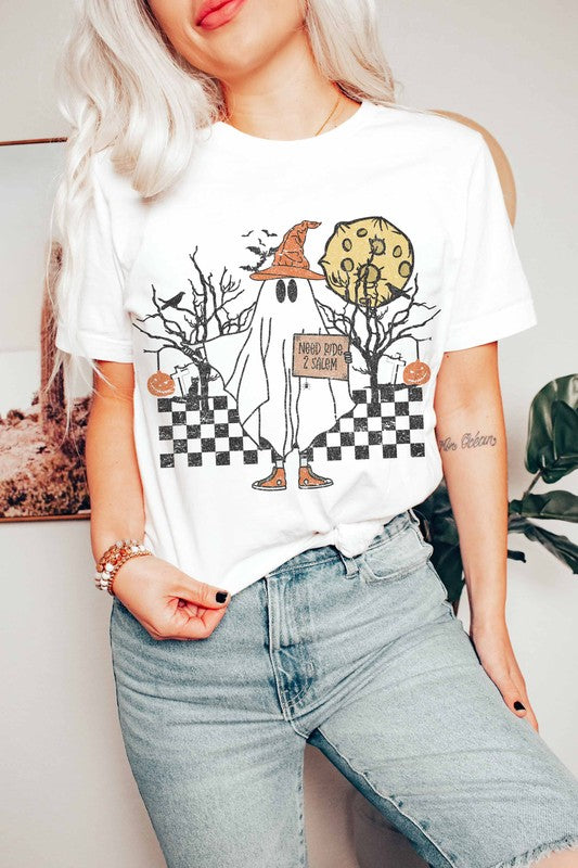 NEED RIDE TO SALEM HALLOWEEN GRAPHIC TEE - Style Baby OMG Fashion Boutique - Stylebabyomg - Buy - Aesthetic Baddie Outfits - Babyboo - OOTD - Shie 