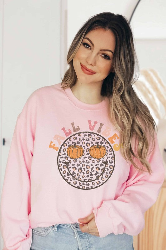 FALL VIBES LEOPARD PUMPKINS SWEATSHIRT PLUS SIZE - Style Baby OMG Fashion Boutique - Stylebabyomg - Buy - Aesthetic Baddie Outfits - Babyboo - OOTD - Shie 
