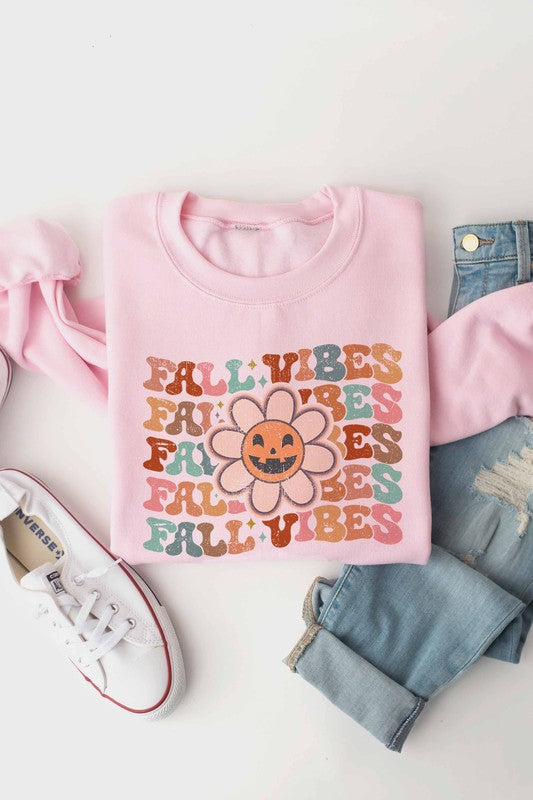 FALL VIBES FLOWER GRAPHIC SWEATSHIRT - Style Baby OMG Fashion Boutique - Stylebabyomg - Buy - Aesthetic Baddie Outfits - Babyboo - OOTD - Shie 
