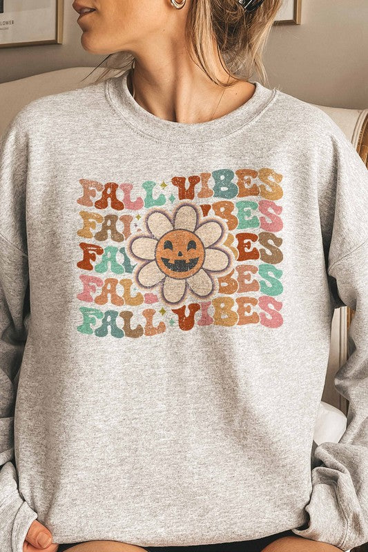FALL VIBES FLOWER GRAPHIC SWEATSHIRT - Style Baby OMG Fashion Boutique - Stylebabyomg - Buy - Aesthetic Baddie Outfits - Babyboo - OOTD - Shie 