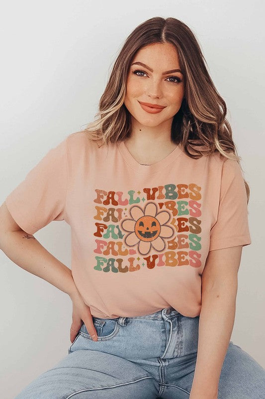 FALL VIBES FLOWER GRAPHIC TEE PLUS SIZE - Style Baby OMG Fashion Boutique - Stylebabyomg - Buy - Aesthetic Baddie Outfits - Babyboo - OOTD - Shie 