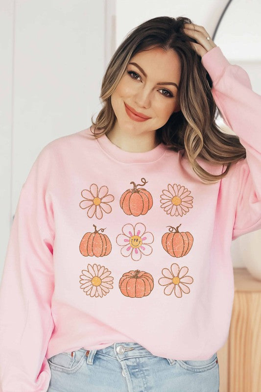 PUMPKINS AND FLOWERS SWEATSHIRT PLUS SIZE - Style Baby OMG Fashion Boutique - Stylebabyomg - Buy - Aesthetic Baddie Outfits - Babyboo - OOTD - Shie 