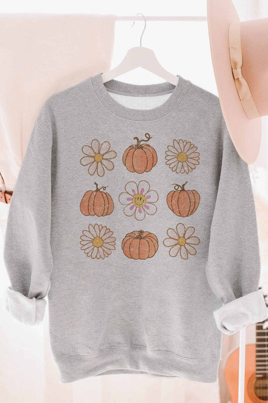PUMPKINS AND FLOWERS GRAPHIC SWEATSHIRT - Style Baby OMG Fashion Boutique - Stylebabyomg - Buy - Aesthetic Baddie Outfits - Babyboo - OOTD - Shie 