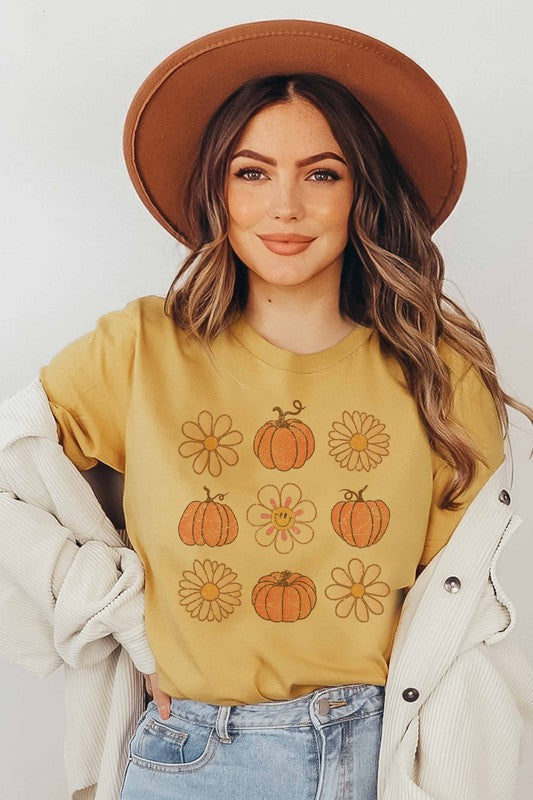 PUMPKINS AND FLOWERS GRAPHIC TEE PLUS SIZE - Style Baby OMG Fashion Boutique - Stylebabyomg - Buy - Aesthetic Baddie Outfits - Babyboo - OOTD - Shie 