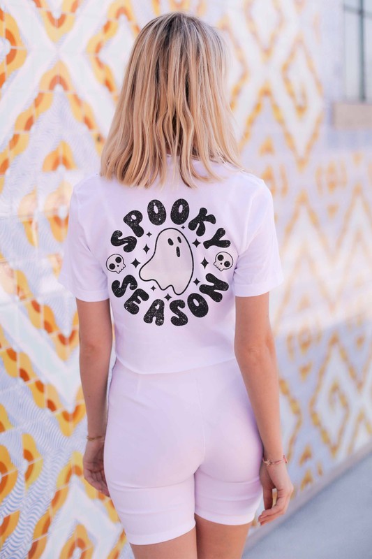 SPOOKY SEASON GRAPHIC CROP TEE - Style Baby OMG Fashion Boutique - Stylebabyomg - Buy - Aesthetic Baddie Outfits - Babyboo - OOTD - Shie 