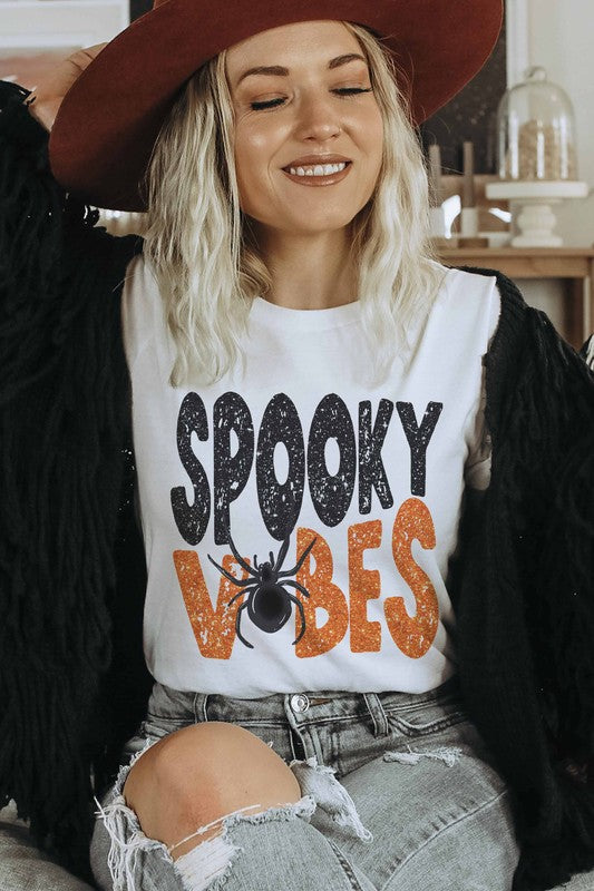 SPOOKY VIBES GRAPHIC TEE PLUS SIZE - Style Baby OMG Fashion Boutique - Stylebabyomg - Buy - Aesthetic Baddie Outfits - Babyboo - OOTD - Shie 