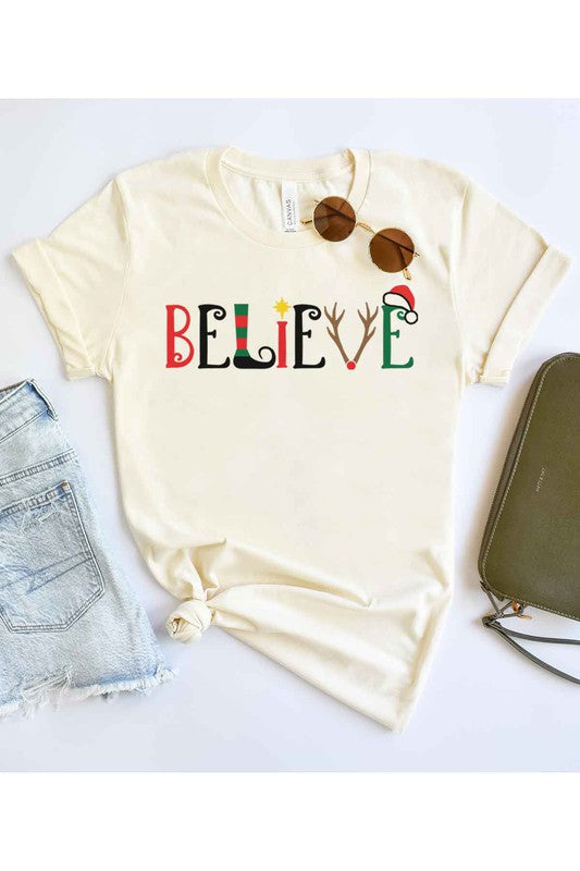 Believe Christmas T Shirt Plus Size - Style Baby OMG Fashion Boutique - Stylebabyomg - Buy - Aesthetic Baddie Outfits - Babyboo - OOTD - Shie 