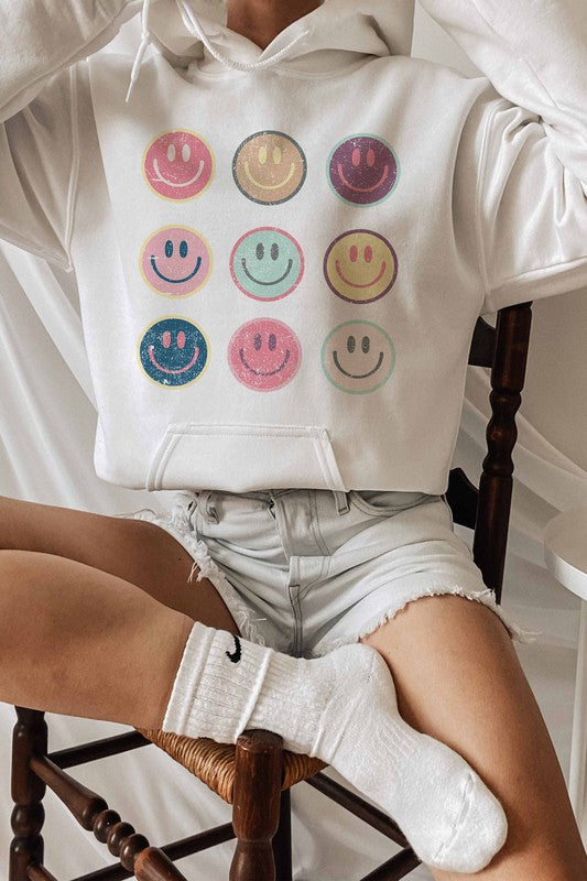 HAPPY FACE GALLERY GRAPHIC HOODIE - Style Baby OMG Fashion Boutique - Stylebabyomg - Buy - Aesthetic Baddie Outfits - Babyboo - OOTD - Shie 