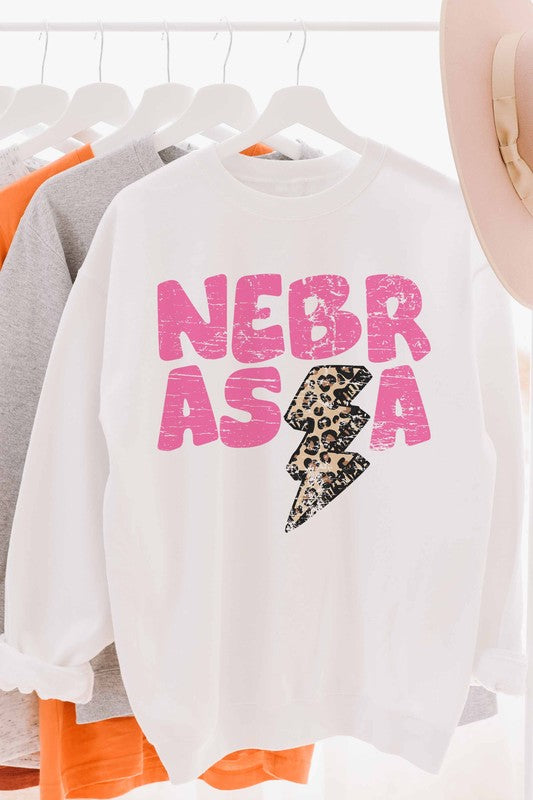 NEBRASKA LIGHTNING GRAPHIC SWEATSHIRT PLUS SIZE - Style Baby OMG Fashion Boutique - Stylebabyomg - Buy - Aesthetic Baddie Outfits - Babyboo - OOTD - Shie 