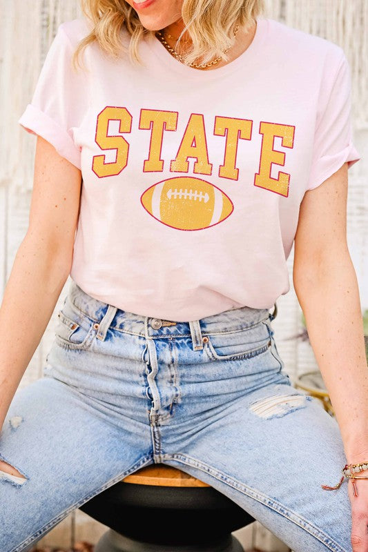 STATE FOOTBALL GRAPHIC TEE PLUS SIZE - Style Baby OMG Fashion Boutique - Stylebabyomg - Buy - Aesthetic Baddie Outfits - Babyboo - OOTD - Shie 