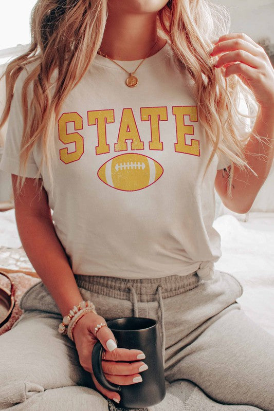 STATE FOOTBALL GRAPHIC TEE PLUS SIZE - Style Baby OMG Fashion Boutique - Stylebabyomg - Buy - Aesthetic Baddie Outfits - Babyboo - OOTD - Shie 