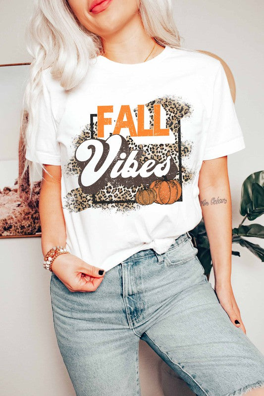 FALL VIBES PUMPKIN LEOPARD GRAPHIC TEE - Style Baby OMG Fashion Boutique - Stylebabyomg - Buy - Aesthetic Baddie Outfits - Babyboo - OOTD - Shie 