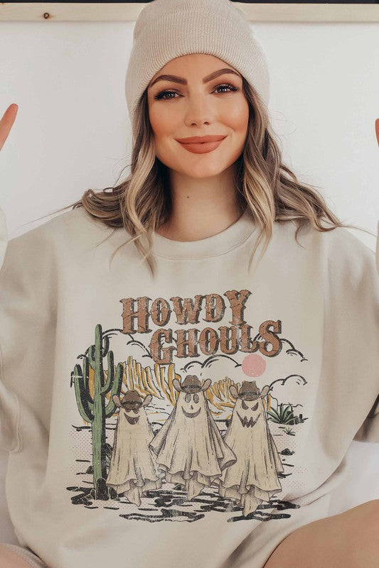 HOWDY GHOULS GRAPHIC SWEATSHIRT - Style Baby OMG Fashion Boutique - Stylebabyomg - Buy - Aesthetic Baddie Outfits - Babyboo - OOTD - Shie 
