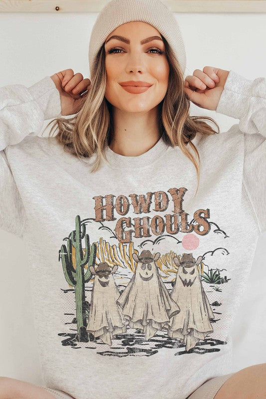 HOWDY GHOULS GRAPHIC SWEATSHIRT - Style Baby OMG Fashion Boutique - Stylebabyomg - Buy - Aesthetic Baddie Outfits - Babyboo - OOTD - Shie 