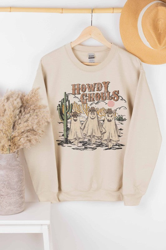 HOWDY GHOULS GRAPHIC SWEATSHIRT PLUS SIZE - Style Baby OMG Fashion Boutique - Stylebabyomg - Buy - Aesthetic Baddie Outfits - Babyboo - OOTD - Shie 