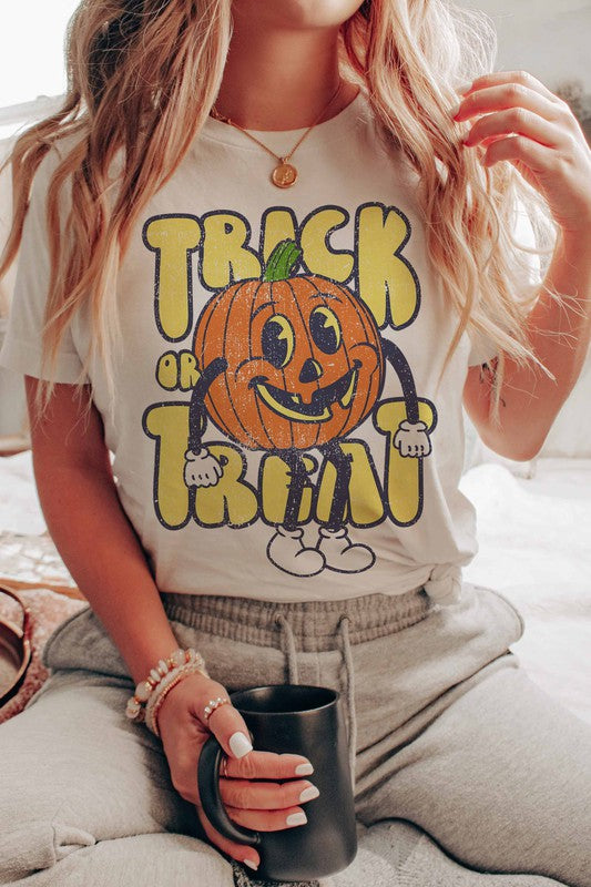 TRICK OR TREAT PUMPKIN GRAPHIC TEE - Style Baby OMG Fashion Boutique - Stylebabyomg - Buy - Aesthetic Baddie Outfits - Babyboo - OOTD - Shie 