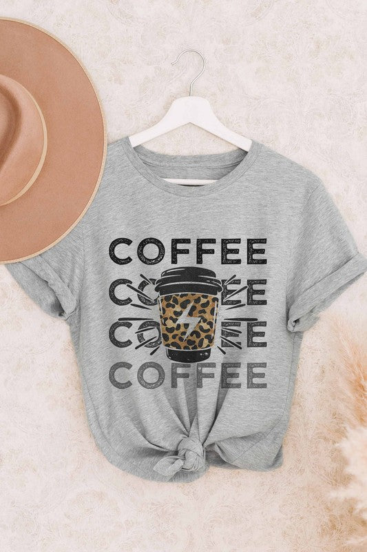 COFFEE LIGHTING LEOPARD GRAPHIC TEE PLUS SIZE - Style Baby OMG Fashion Boutique - Stylebabyomg - Buy - Aesthetic Baddie Outfits - Babyboo - OOTD - Shie 
