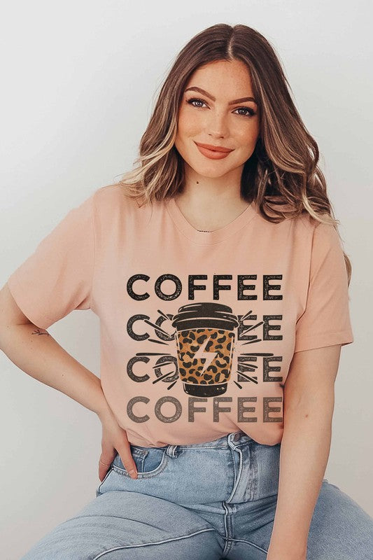 COFFEE LIGHTING LEOPARD GRAPHIC TEE - Style Baby OMG Fashion Boutique - Stylebabyomg - Buy - Aesthetic Baddie Outfits - Babyboo - OOTD - Shie 