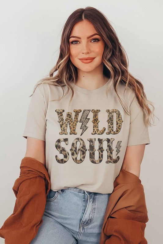 WILD SOUL LEOPARD GRAPHIC TEE - Style Baby OMG Fashion Boutique - Stylebabyomg - Buy - Aesthetic Baddie Outfits - Babyboo - OOTD - Shie 