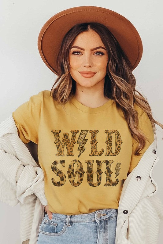 WILD SOUL LEOPARD GRAPHIC TEE - Style Baby OMG Fashion Boutique - Stylebabyomg - Buy - Aesthetic Baddie Outfits - Babyboo - OOTD - Shie 