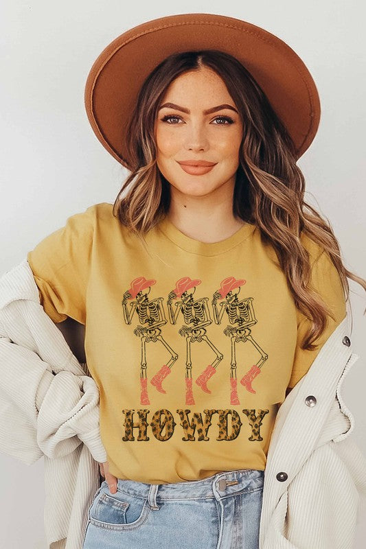 SKELETON HOWDY LEOPARD GRAPHIC TEE PLUS SIZE - Style Baby OMG Fashion Boutique - Stylebabyomg - Buy - Aesthetic Baddie Outfits - Babyboo - OOTD - Shie 