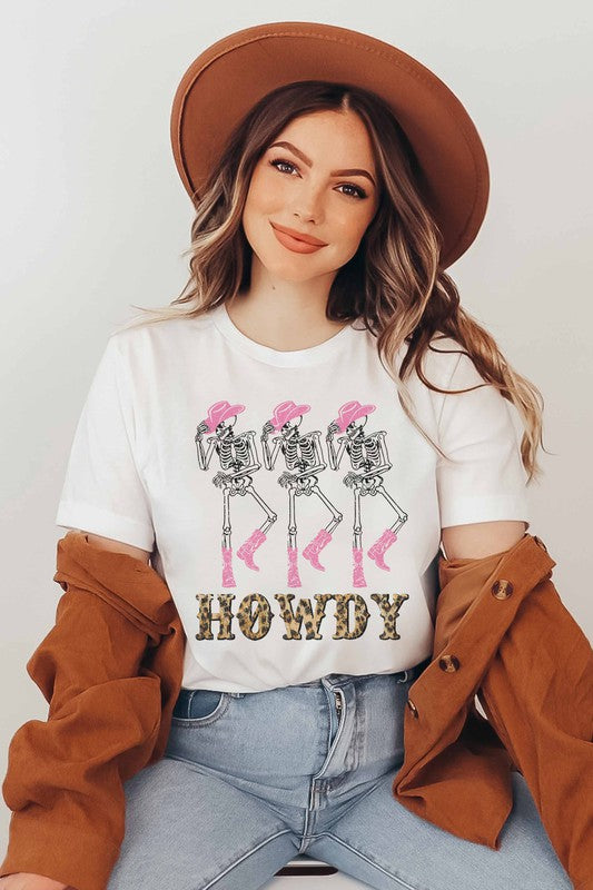 SKELETON HOWDY LEOPARD GRAPHIC TEE PLUS SIZE - Style Baby OMG Fashion Boutique - Stylebabyomg - Buy - Aesthetic Baddie Outfits - Babyboo - OOTD - Shie 