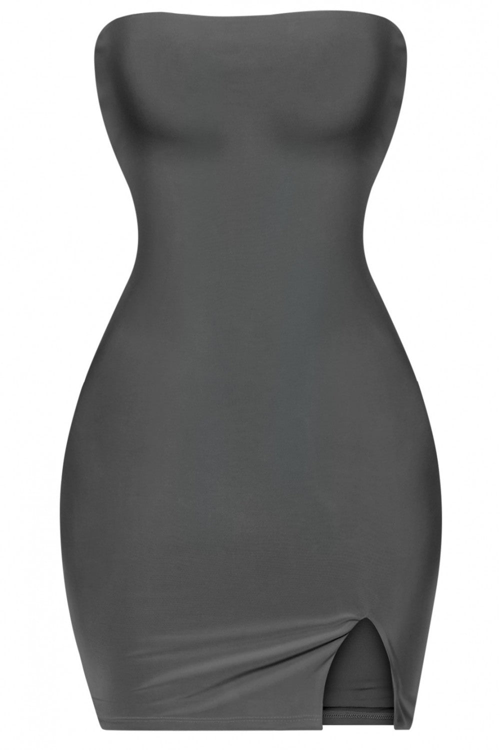 Breeyana Black Tube Side Slit Mini Dress - Style Baby OMG Fashion Boutique - Stylebabyomg - Buy - Aesthetic Baddie Outfits - Babyboo - OOTD - Shie 
