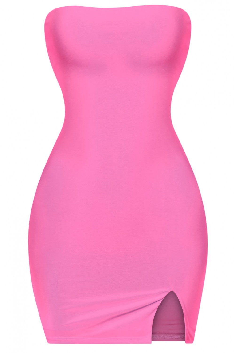 Breeyana Hot Pink Tube Side Slit Mini Dress - Style Baby OMG Fashion Boutique - Stylebabyomg - Buy - Aesthetic Baddie Outfits - Babyboo - OOTD - Shie 