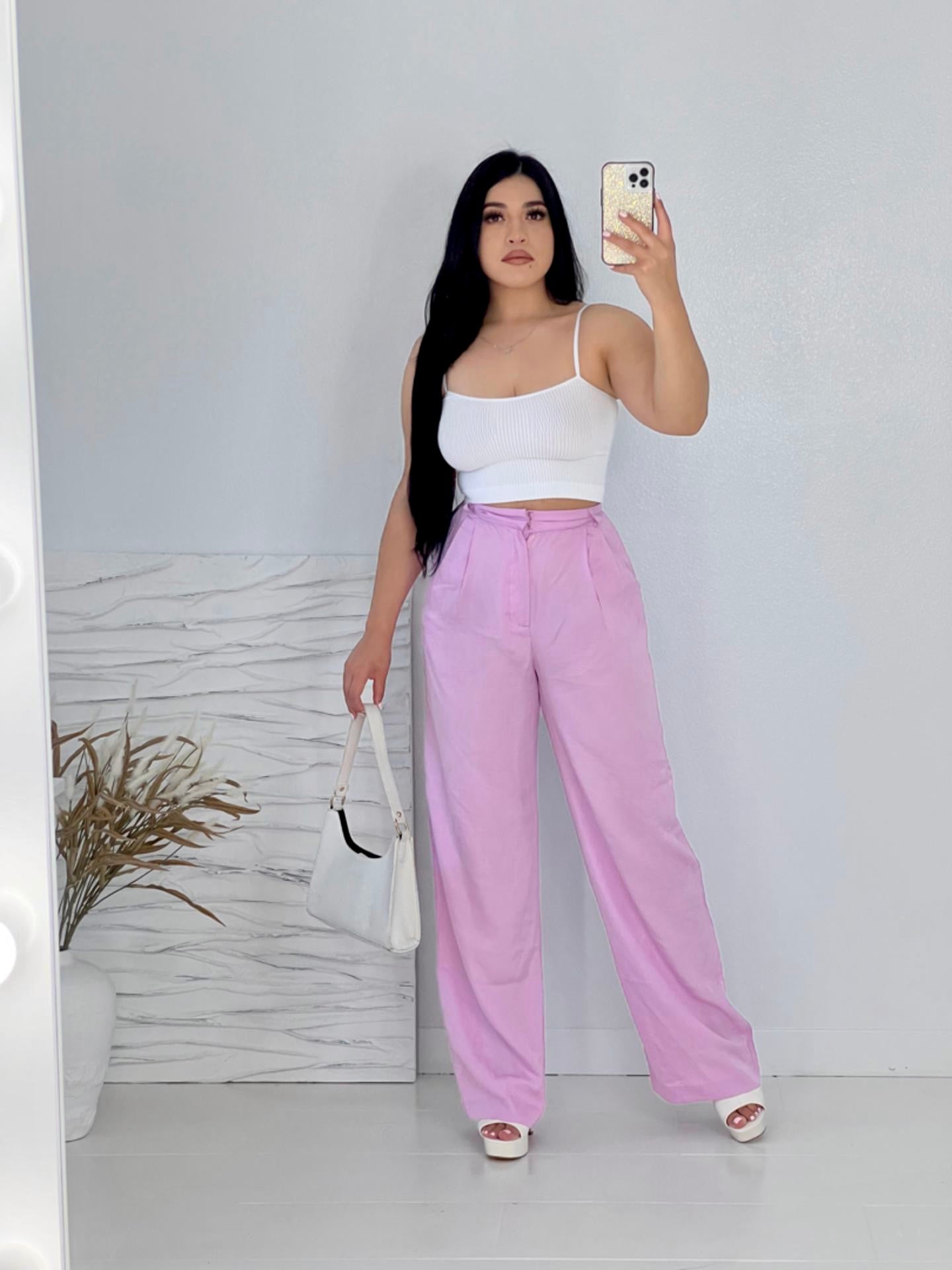 Girlfriend Light Pink Satin Pants - Style Baby OMG Fashion Boutique - Stylebabyomg - Buy - Aesthetic Baddie Outfits - Babyboo - OOTD - Shie 