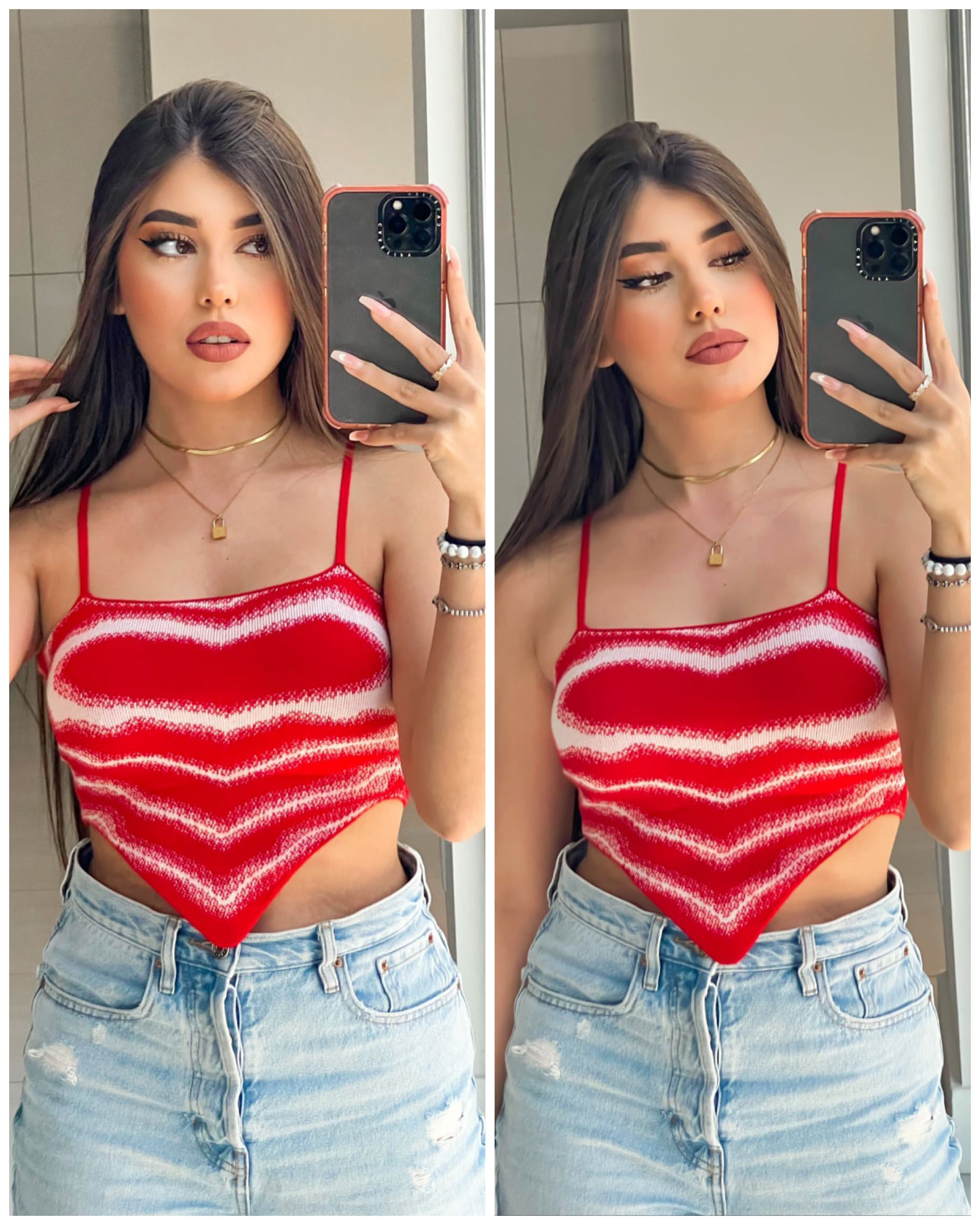 Louis Heart Wave Red Crop Top - Style Baby OMG Fashion Boutique - Stylebabyomg - Buy - Aesthetic Baddie Outfits - Babyboo - OOTD - Shie 