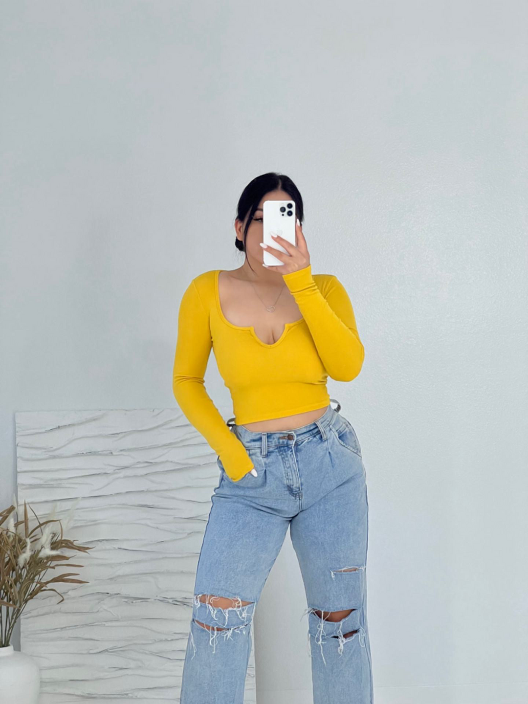 Evelyn Long Sleeve Crop Top - Style Baby OMG Fashion Boutique - Stylebabyomg - Buy - Aesthetic Baddie Outfits - Babyboo - OOTD - Shie 